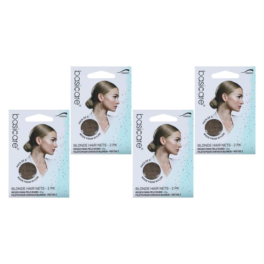 Basicare Invisible Nylon Hair Net Blonde Bundle Pack of 4