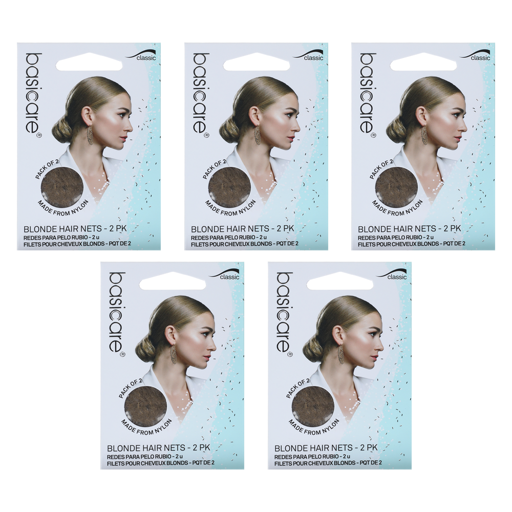 Basicare Invisible Nylon Hair Net Blonde Bundle of 5