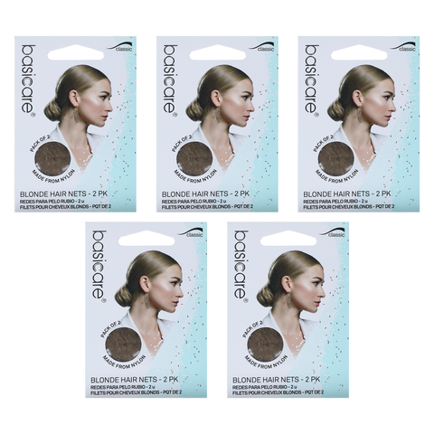 Basicare Invisible Nylon Hair Net Blonde Bundle of 5