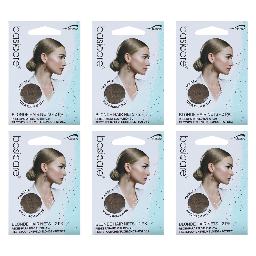 Basicare Invisible Nylon Hair Net Blonde Bundle of 6