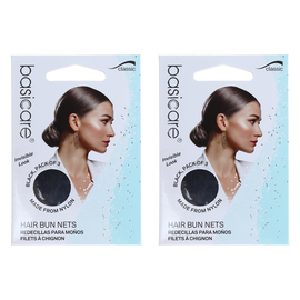Basicare Invisible Nylon Bun Net Black 3 Pack Secure Discreet Hair Hold x 2