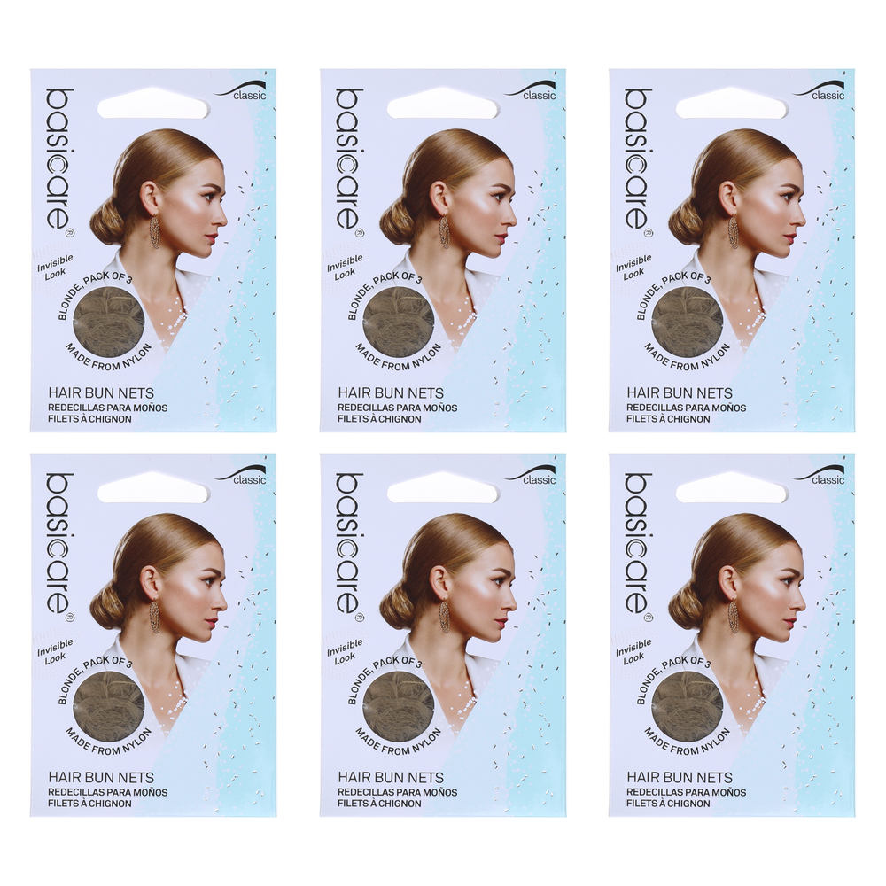 Basicare Invisible Nylon Hair Nets Blonde Bundle of 6 Quantity Fine Mesh