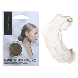 Basicare Invisible Nylon Hair Nets Blonde 3 Pack Fine Mesh Secure Hold