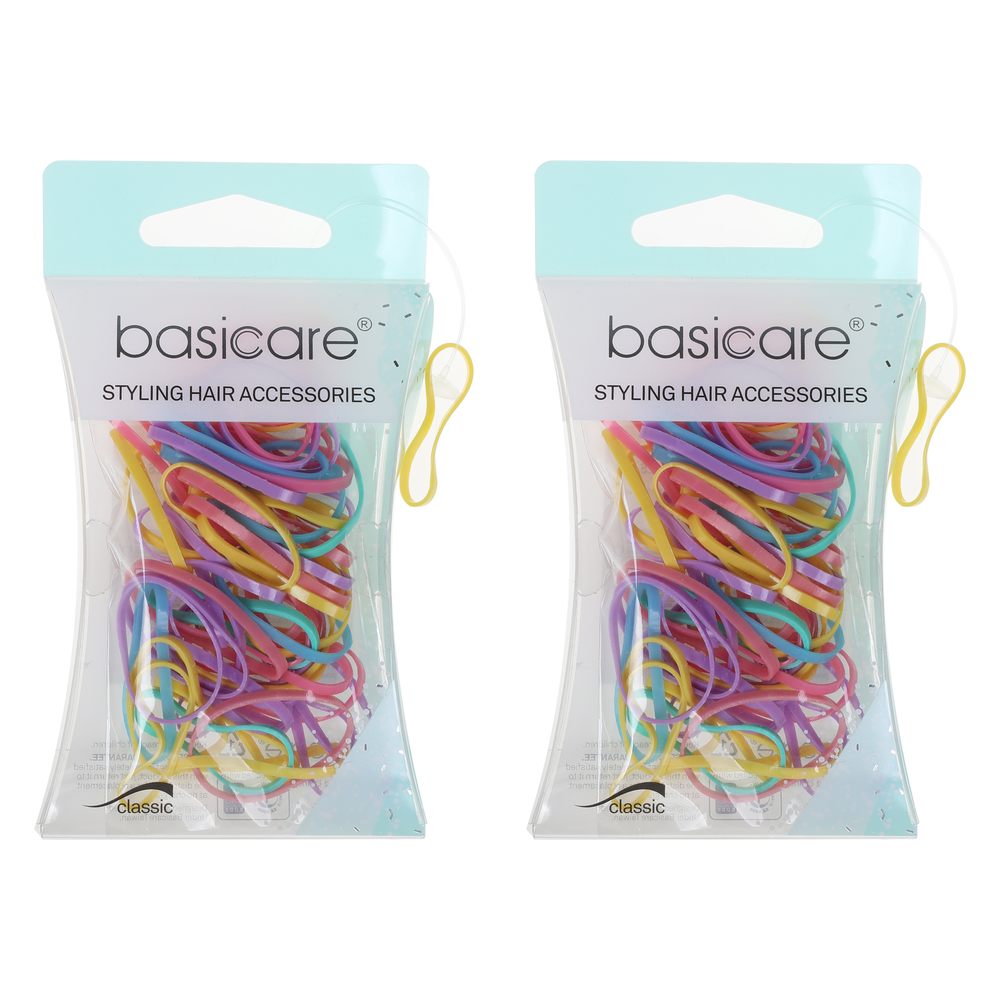 Basicare Super Stretchy Snagless Pastel Hair Bands 100 Pack Strong Elastic