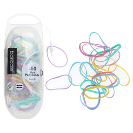 Basicare Strong Super Stretchy Snagless Pastel Hair Bands 50 Pack