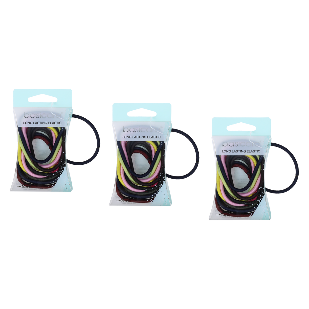 Basicare Stretchy Elastic Hair Bands Thick Snag Free 12 Pack Bundle of 3