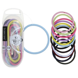Basicare Stretchy Elastic Hair Bands Snag Free Thick 12 Pack Assorted Colours