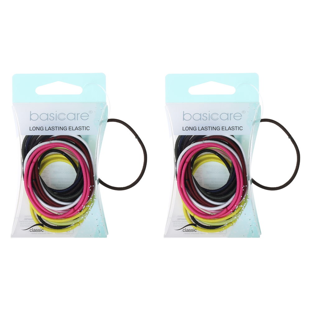 Basicare Strong Hold Snag Free Thin Elastic Hair Bands 2 Pack 20 Each Assorted