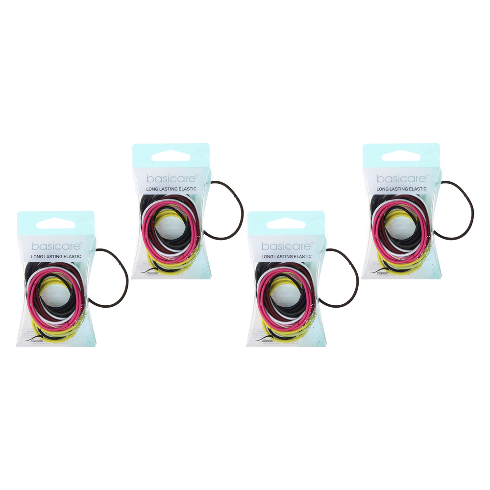 Basicare Strong Hold Elastic Hair Bands 20 Pack Bundle of 4 Assorted Colours
