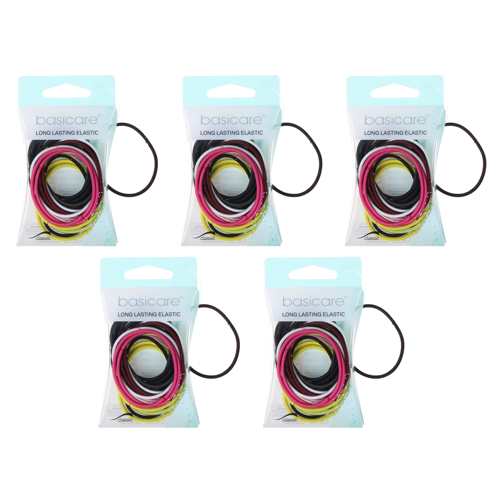 Basicare Strong Hold Elastic Hair Bands Thin 20 Pack Bundle of 5