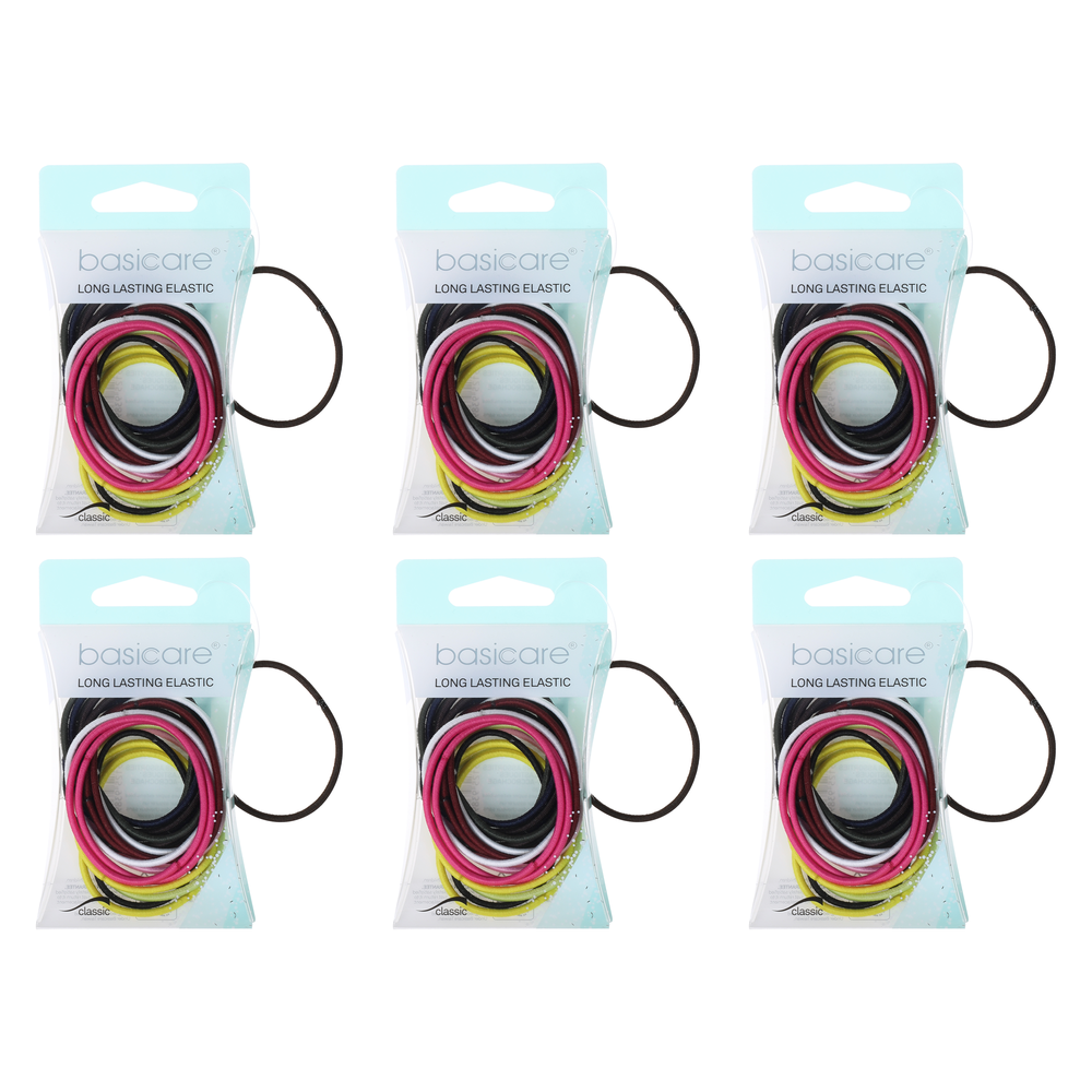 Basicare Strong Hold Elastic Hair Bands 20 Pack Assorted Bundle of 6