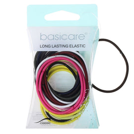 Basicare Strong Hold Elastic Hair Bands Snag Free Thin 20 Pack Assorted Colours
