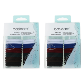 Basicare Super Stretchy Knitted Ponytailers School Colours 24 Pack Durable x 2