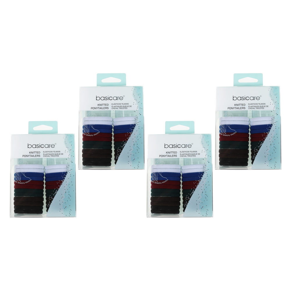 Basicare Super Stretchy Knitted Ponytailers School Colours 4 Pack Durable