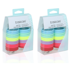 Basicare Super Stretchy Knitted Ponytailers Pastel 48 Pack Strong Soft Hair Ties