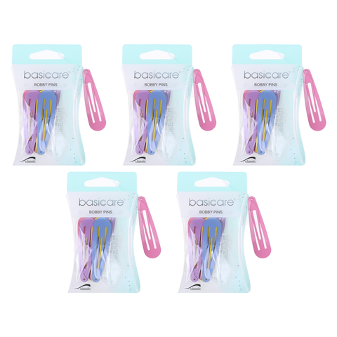 Basicare Non Slip Snap Hair Clips 4.8cm 10 Pack Bundle of 5