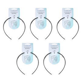 Basicare Triple Band Black Headband Bundle 5 Pack Secure Stylish Hair Hold