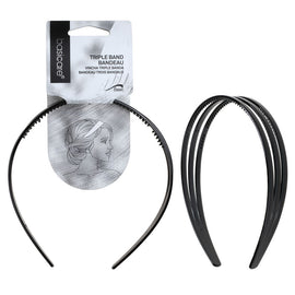Basicare Triple Band Black Headband Bandeau for Secure Stylish Hair Hold