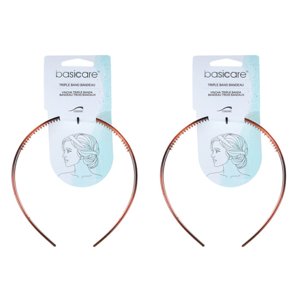 Basicare Headband Triple Band Bandeau Shell 2 Pack Bundle