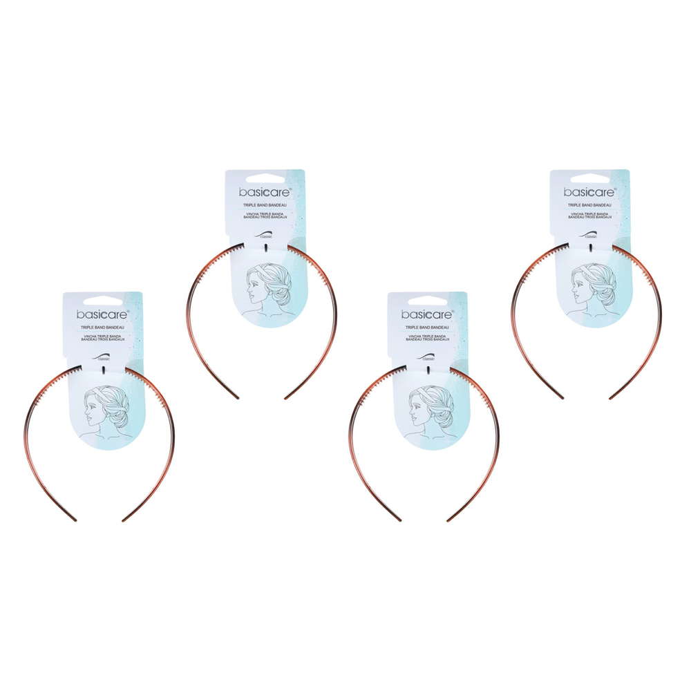 Basicare Headband Triple Band Bandeau Shell 4 Pack