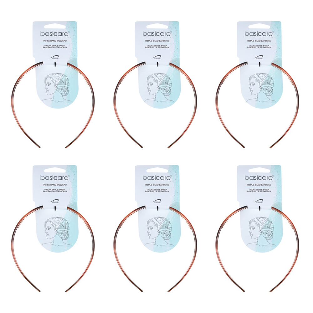 Basicare Headband Triple Band Bandeau Shell 6 Pack