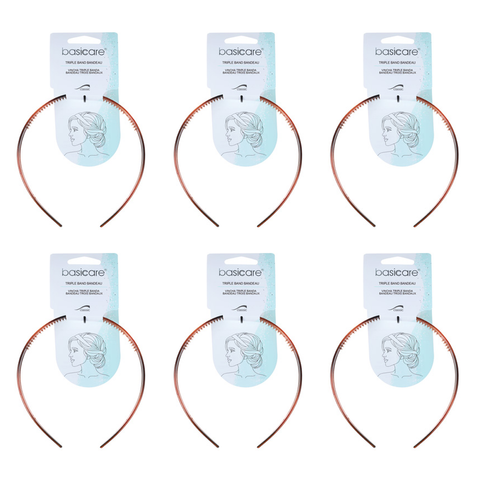 Basicare Headband Triple Band Bandeau Shell 6 Pack