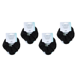Basicare Soft Flex Large Black Scrunchies 2 Pack Bundle of 4