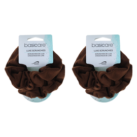 Basicare Large Brown Scrunchies 2 Pack Soft Stretch Hair Ties Secure Hold