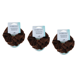 Basicare Soft Flex Large Brown Scrunchies 3 Pack Gentle Secure Hold