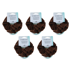 Basicare Soft Flex Brown Scrunchie Large Bundle of 5 Hair Scrunchies