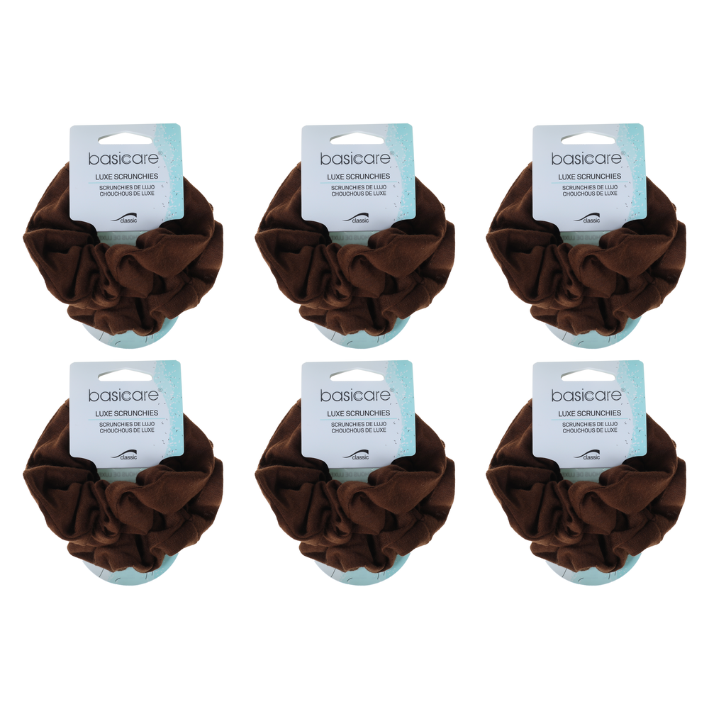Basicare Soft Flex Large Brown Scrunchie 2 Pack Bundle of 6