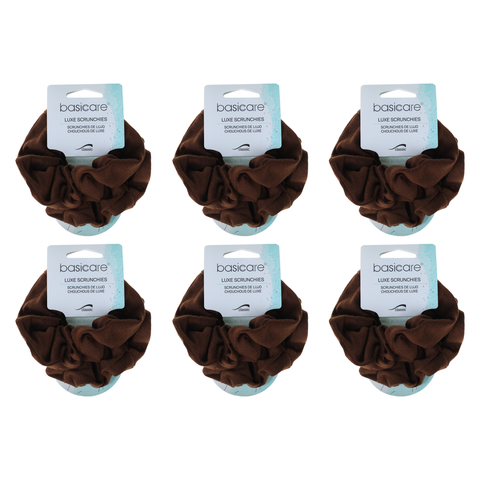 Basicare Soft Flex Large Brown Scrunchie 2 Pack Bundle of 6