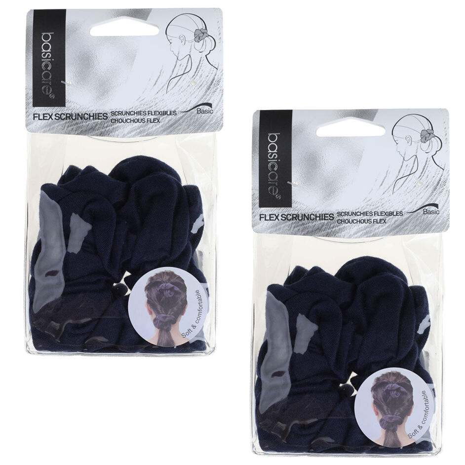 Basicare Soft Flex Large Blue Scrunchies 2 Pack Comfortable Secure Hold