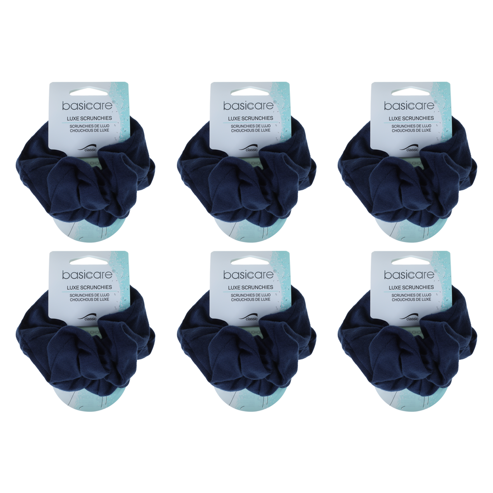 Basicare Soft Flex Large Blue Scrunchie Bundle of 6 Comfortable Strong Hold