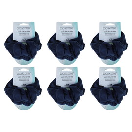 Basicare Soft Flex Large Blue Scrunchie Bundle of 6 Comfortable Strong Hold