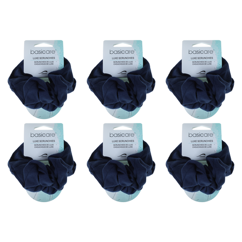 Basicare Soft Flex Large Blue Scrunchie Bundle of 6 Comfortable Strong Hold