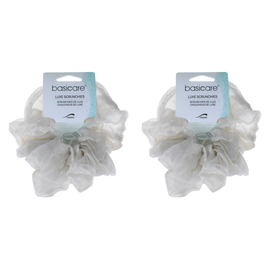 Basicare Soft Luxe Large Ivory Scrunchie Comfortable Secure Hair x2