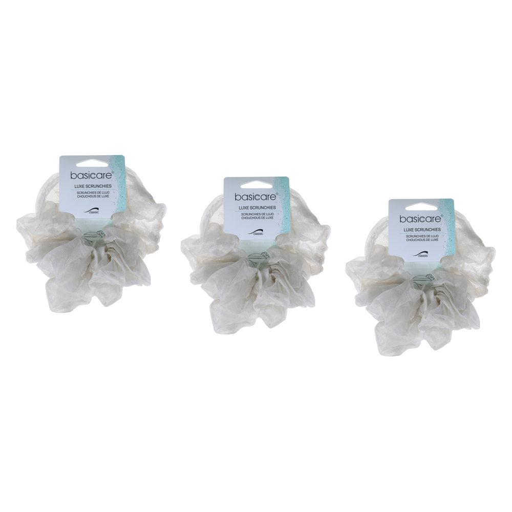 Basicare Soft Luxe Ivory Scrunchie Large Bundle of 3 Pack