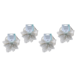 Basicare Soft Luxe Ivory Scrunchie Large Bundle of 4 Comfortable Hair Ties