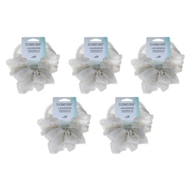 Basicare Soft Luxe Large Ivory Scrunchie Bundle of 5 Gentle Secure Hair Ties