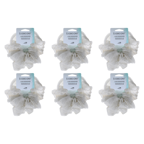 Basicare Soft Luxe Ivory Scrunchie Large 6 Pack Hair Accessory Bundle
