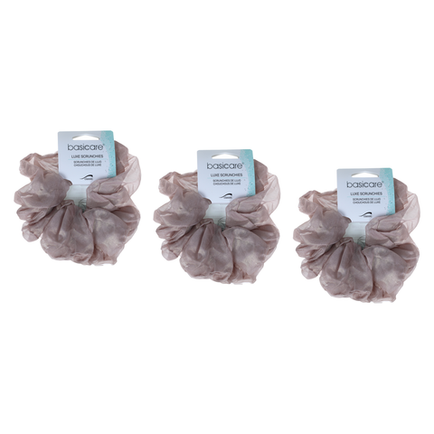Basicare Soft Luxe Large Beige Scrunchie 3 Pack Hair Accessory