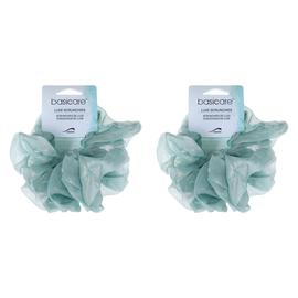 Basicare Soft Luxe Large Aqua Scrunchie Pack of 2 Comfortable Gentle Hold