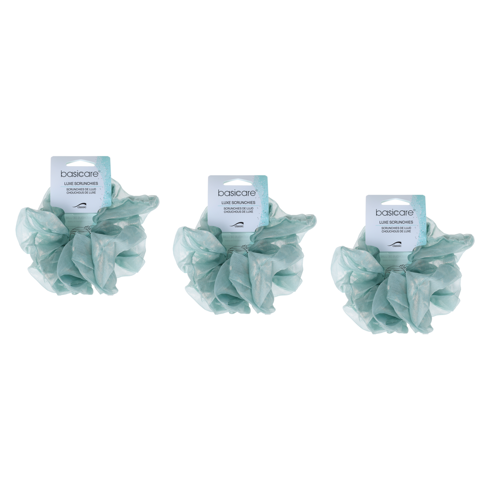 Basicare Soft Luxe Scrunchie Large Aqua Bundle of 3