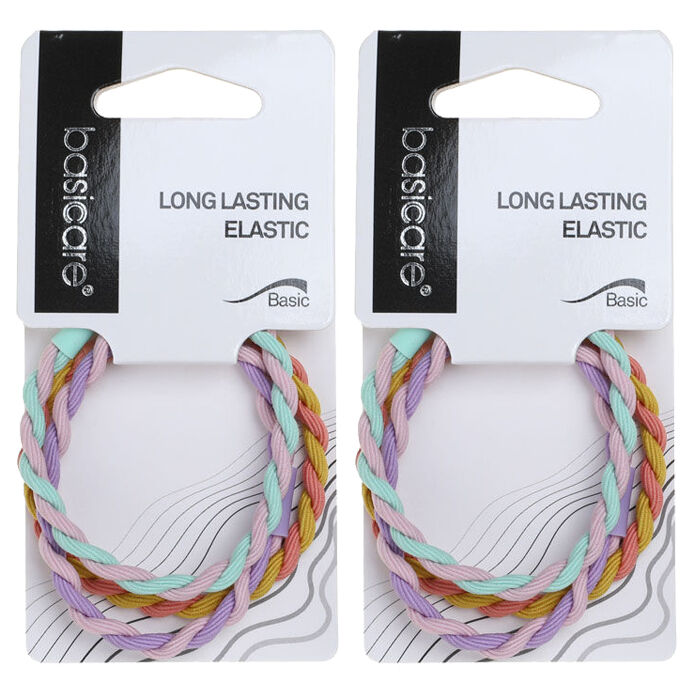 Basicare Long Lasting Twisted Elastic Hair Bands 3 Pack Twin Pack