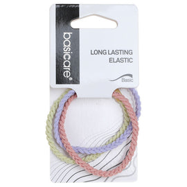 Basicare Long Lasting Elastic Hair Bands Plaited 3 Pack for Secure Hold