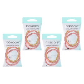 Basicare Long Lasting Twisted Elastic Hair Bands 4 Pack Secure Hold