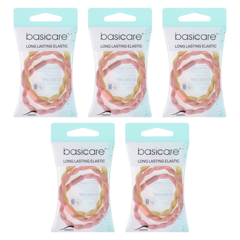 Basicare Long Lasting Twisted Elastic Hair Bands Bundle of 5