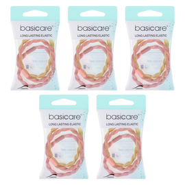 Basicare Long Lasting Twisted Elastic Hair Bands Bundle of 5