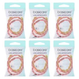 Basicare Long Lasting Twisted Elastic Hair Bands 6 Pack Bundle